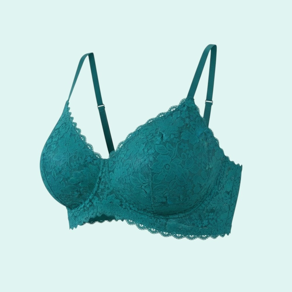 Torrid Teal Lace Bralette Size 1 Plus Size Longline Unlined Adjustable Straps